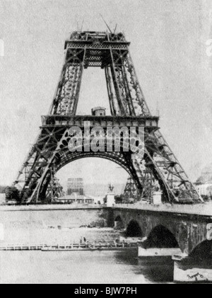 The Eiffel Tower under construction, Paris, c1888. Artist: Unknown Stock Photo