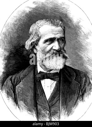 Verdi, Giuseppe, 10.10.1813 - 27.1.1901, Italian composer, portrait, wood engraving, 1880, Stock Photo