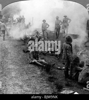 Early morning camp fires and breakfast, Persian Gulf, World War I, 1914-1918.Artist: Realistic Travels Publishers Stock Photo