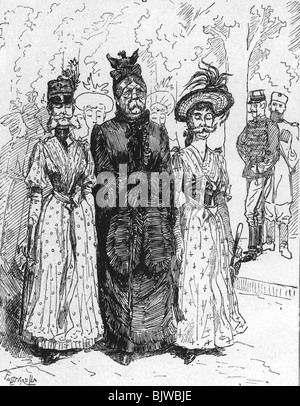 politics, Triple Alliance, (Germany, Italy and Austria-Hungary), caricature 'The afraid governess', Nebelspalter, Zurich, 26.10.1889, Stock Photo