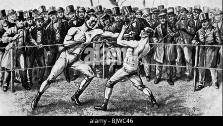 English Bare-knuckle Boxers Prize-fighting In A Field, 18th Century ...