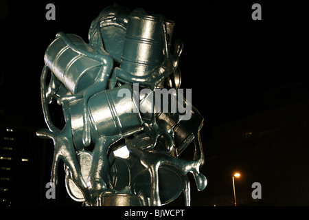 Unveling The Cascade statue sculpture at night in Rotterdam Netherlands Stock Photo