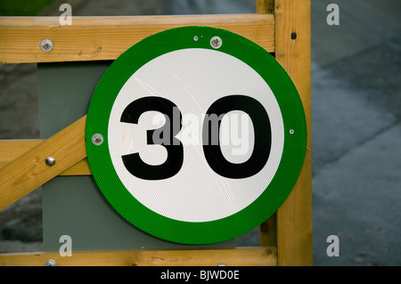 30mph sign on a Quiet Lane sign, Daisy Nook Country Park, Failsworth, Greater Manchester, England, UK Stock Photo