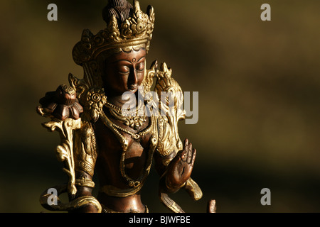 White Tara tibetan Drolma statue brass sculpture buddhist female deity Stock Photo
