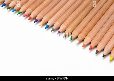 Line of Colouring Pencils on a White background Stock Photo
