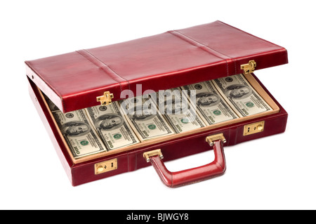 briefcase full of American money Stock Photo