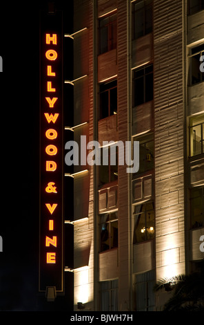 The 'Hollywood & Vine' sign on Hollywood Boulevard, Hollywood, California, USA Stock Photo