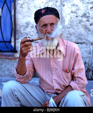 Man Smoking A pipe Havana Cuba Stock Photo