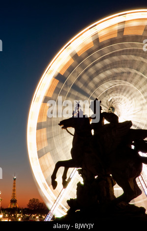 Paris, France, Christmas Lighting on Street, Place de la COncorde, Public Sculpture, 'Mercury on a Winged Horse'