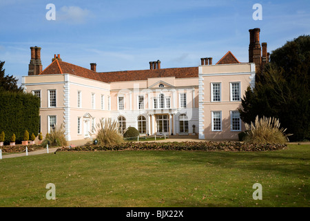 Hintlesham Hall hotel, Suffolk. Georgian facade frontage added to Tudor manor house. Stock Photo