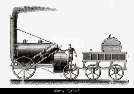 The Rocket. Steam engine partially designed by English engineer George Stephenson, 1781-1848. Stock Photo