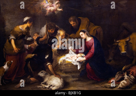 Adoration of Shepherds 1660 painted by Murillo Wallace Collection London England Great Britain United Kingdom UK GB British Isle Stock Photo