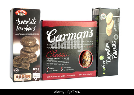 Three boxes of biscuits Stock Photo