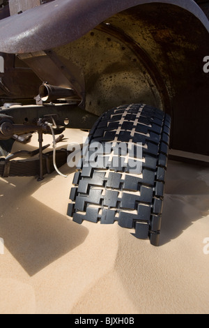 Ford F30 truck of S-Patrol of the Long Range Desert Patrol abandoned due to a seized engine during WW2, Western Desert, Egypt Stock Photo