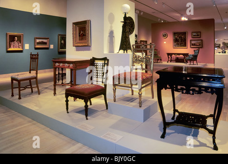 Decorative Arts and Design section at Dallas Museum of Art, late 19th century table, Chinese/Japanese style, Dallas, Texas, USA Stock Photo