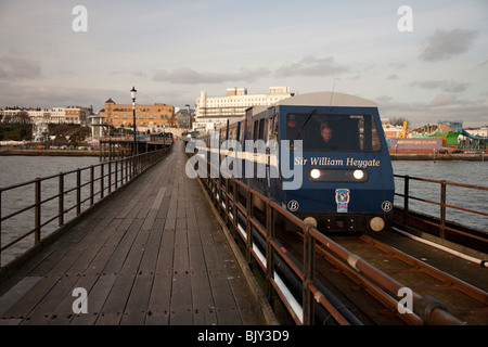 Southend on sea pier train Stock Photo