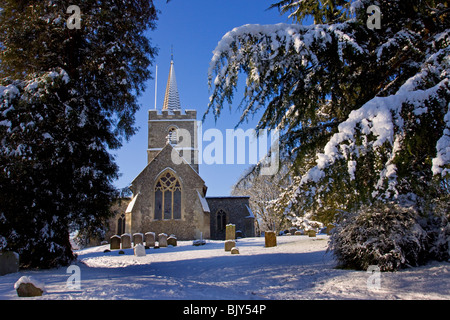 St Mary's church Chesham in snow Stock Photo