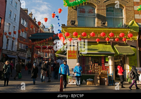 Lantern decoration for Chinese New Year 2010 in China Town, London England UK Stock Photo