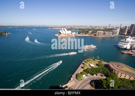 Sydney Harbour with Opera House view from Harbour bridge Stock Photo