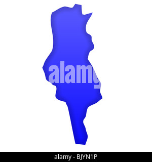 Tunisia map in blue isolated on white background with clipping path and copy space. Stock Photo