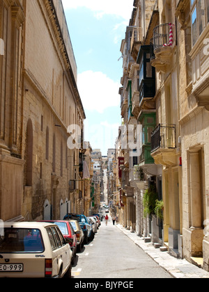 Narrow street in Valletta, Malta Stock Photo
