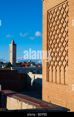 Minaret of Okba and Minaret of Sihara in the background, Oujda, Oriental Region, Morocco. Stock Photo
