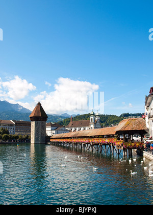 Chapel Bridge in Luzern, Switzerland Stock Photo