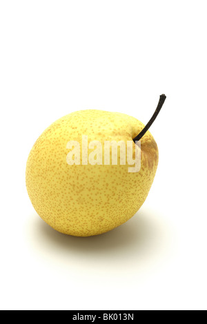 Fresh yellow pear on white background whith copy space Stock Photo