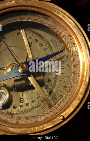 A brass Compass used in Surveying Mapping and Navigation Stock Photo