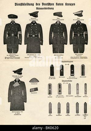 medicine, organisations, Red Cross, Germany, Deutsches Rotes Kreuz, service dress for men , print, 1938, Stock Photo