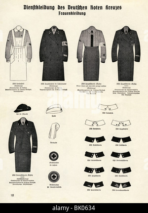 medicine, organisations, Red Cross, Germany, Deutsches Rotes Kreuz, service dress for women , print, 1938, Stock Photo