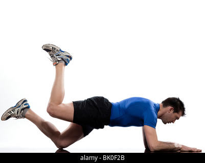 man on Abdominals workout posture on white background. Spice it up ...