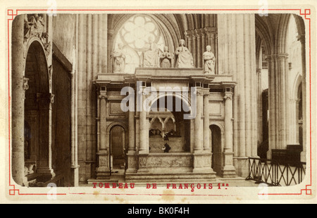 geography / travel, France, Paris, churches, Saint Denis, interior view, tomb of King Francis I, carte de visite, 25.9.1900, Stock Photo