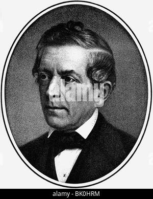 Strauss, David Friedrich, 27.1. 1808 - 8.2.1874, German theologian and author / writer, portrait, lithograph by Rohrbach, 1874,  , Stock Photo