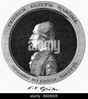 Schroeder, Friedrich Ludwig, 3.11.1744 - 3.9.1816, German actor, portrait, wood engraving after a copper engraving by Sebastian Mansfeld (1752 - 1816), 18th century, Artist's Copyright has not to be cleared Stock Photo