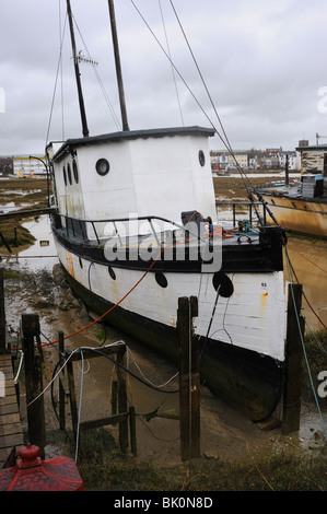 Houseboats on the banks of the River Adur in Shoreham-by-Sea West Sussex UK Stock Photo