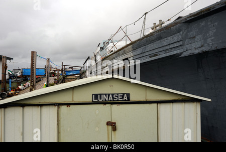 Houseboats on the banks of the River Adur in Shoreham-by-Sea West Sussex UK Stock Photo