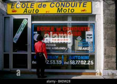 1, one, adult woman, driver education class, auto school, ecole de conduite, town of Saint-Vincent-de-Tyrosse, Aquitaine, France, Europe Stock Photo