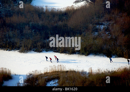 Ankeveense Plassen, iceskaters Stock Photo