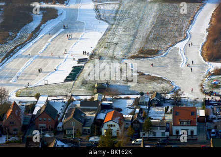 Ankeveense Plassen, iceskaters Stock Photo