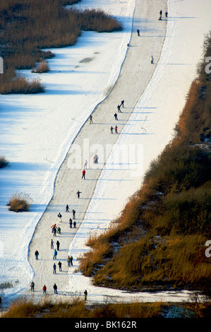 Ankeveense Plassen, iceskaters Stock Photo