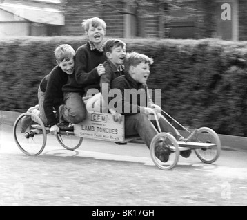 Boys playing with a home-made go-kart, Horley, Surrey, 1965. Stock Photo