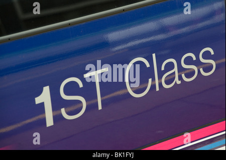 First Class carriage on a Class 377 electrostar train in First Capital Connect livery at a railway station in England. Stock Photo