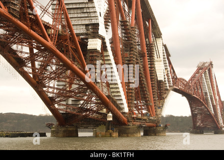 Maintenance work being carried out on Forth Railway Bridge. Stock Photo