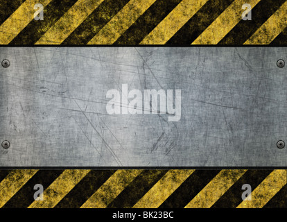 great grungy hazard sign with metal plate background image Stock Photo