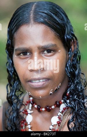 An aboriginal lady at the Tjapukai Aboriginal Park near Cairns, Queensland, Australia. Stock Photo