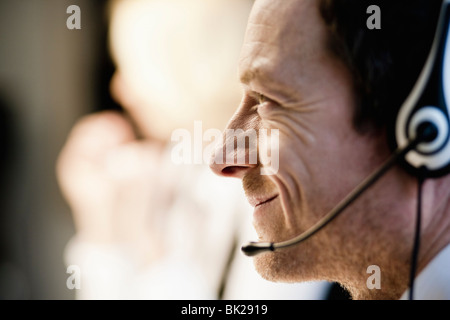 Man with headset Stock Photo