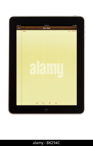 An iPad tablet computer displaying the Notes application Stock Photo