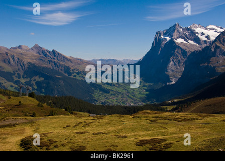 Summit of the The Kleine Scheidegg high mountain pass below and between the Eiger and Lauberhorn peaks Stock Photo