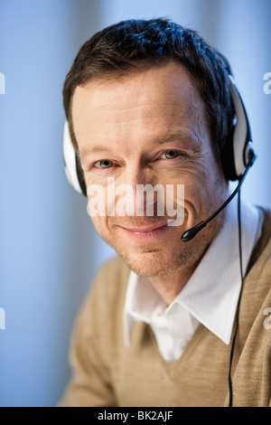 Man with headset Stock Photo